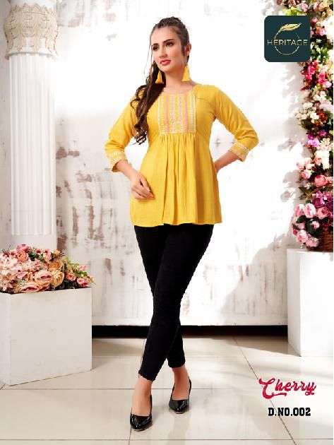 Heritage-cherry-rayon-slub-sequence-embroidery-work- Designer-short-kurti-002